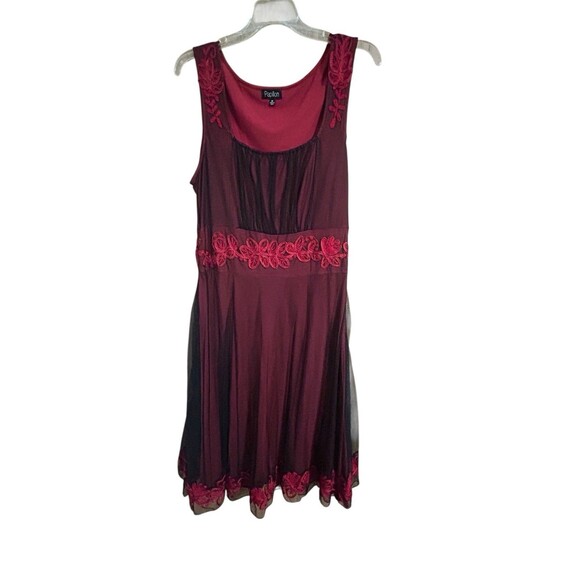 Y2K Party Dress Red Mesh Black Papillon Los Angeles Sz Med Whimsical Fairy - Picture 1 of 6